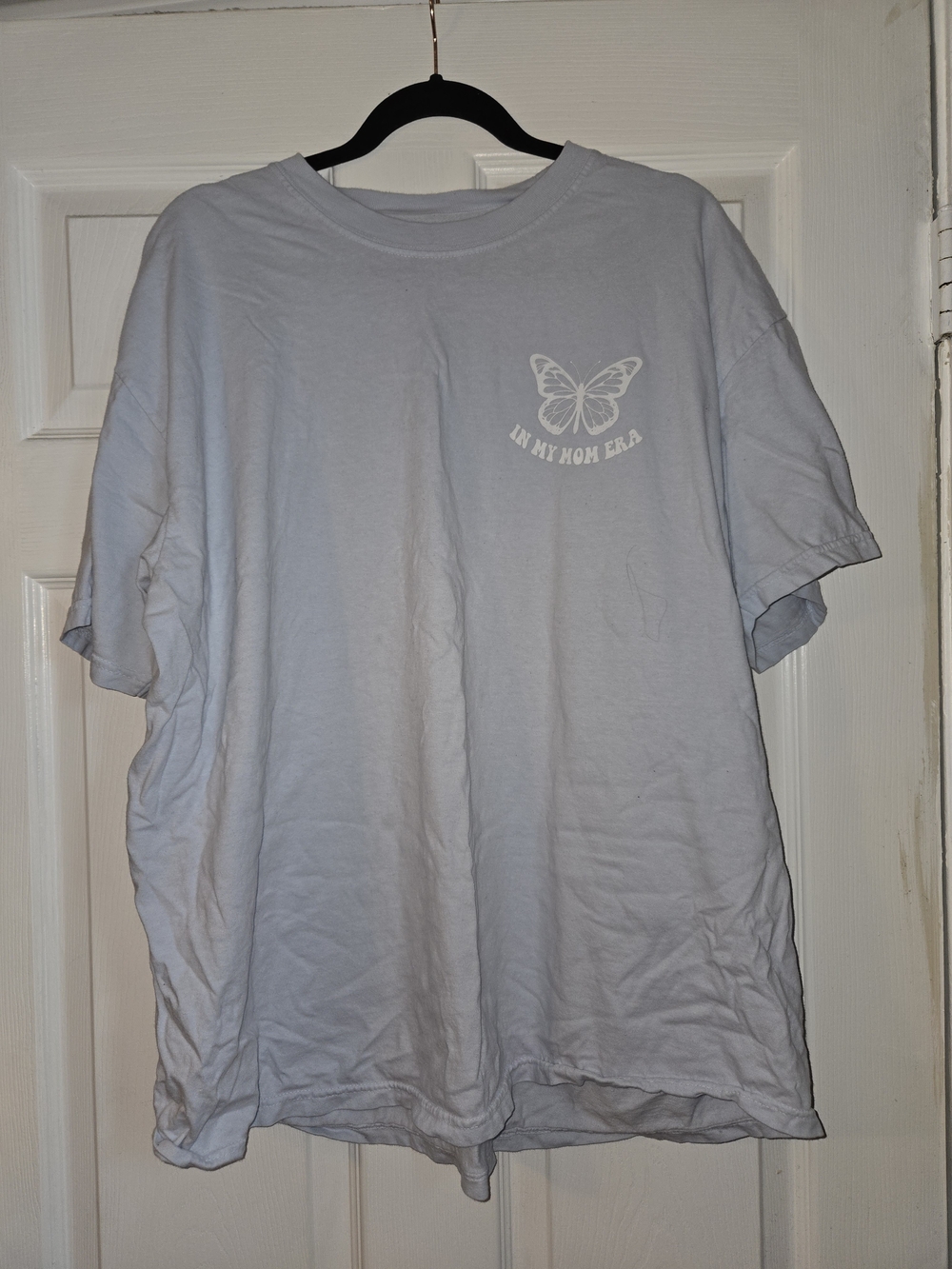 In My Mom Era Light Blue Butterfly Graphic Women's T‑Shirt